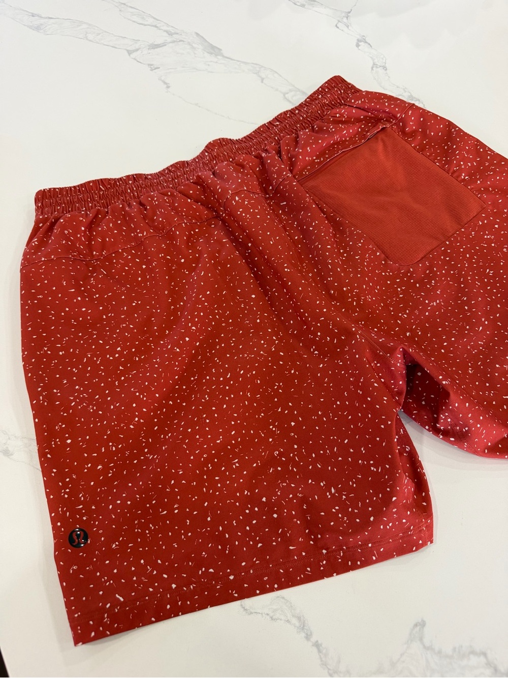 Lululemon Channel Cross Swim Short XXL Submerge Dot Aztec Brick Red White
